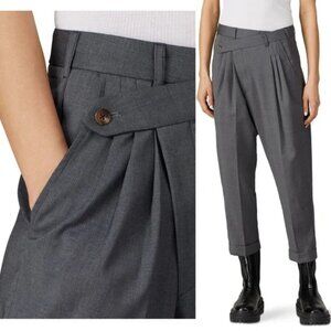 R13 CrossOver Pleated Cropped Cuffed Grey Trousers (Size 30)